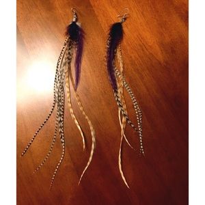 Handmade festival/occasion feather earrings.
